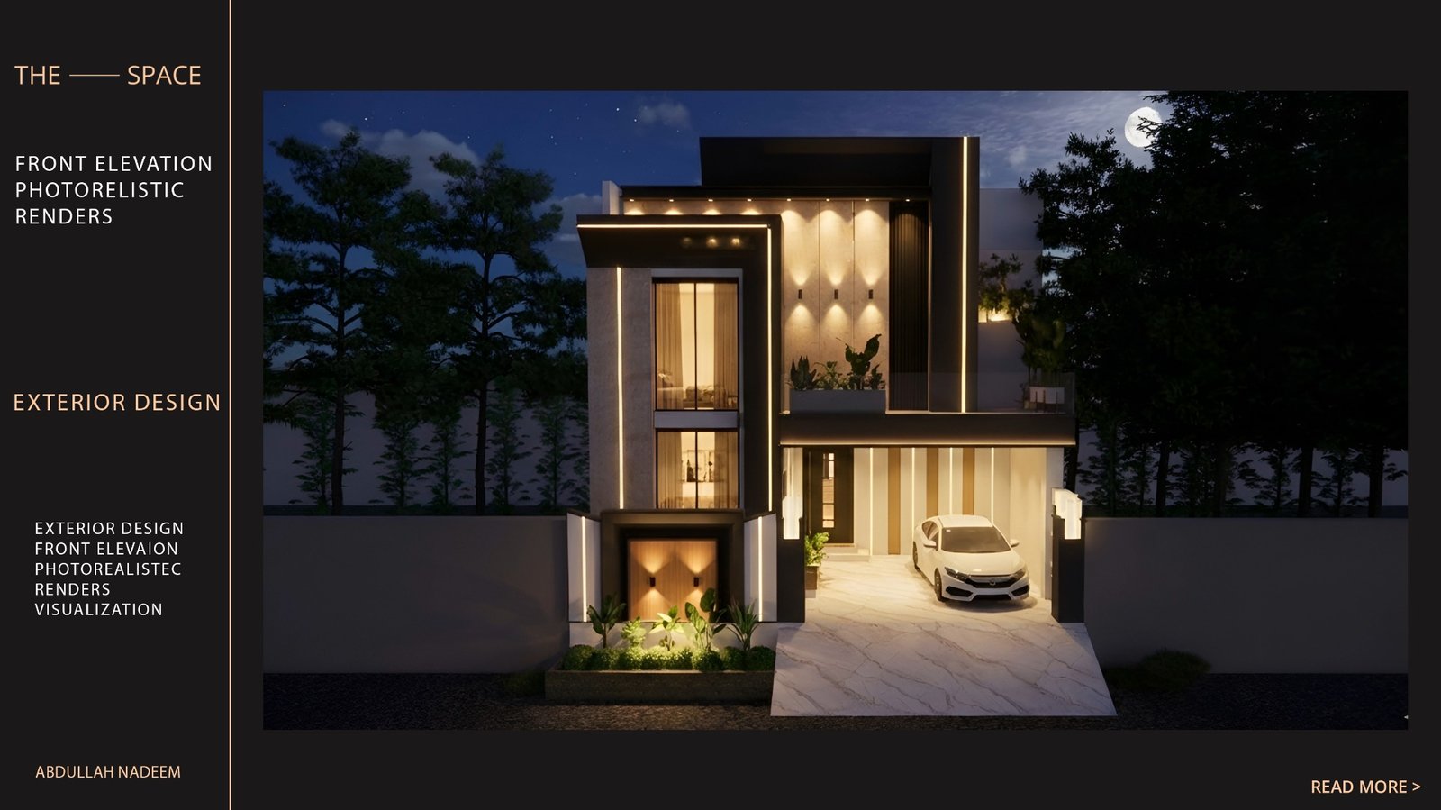 Front Elevation Night render
